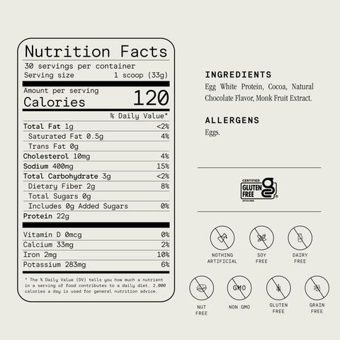 Egg White Protein Powder - Chocolate - Julian Bakery