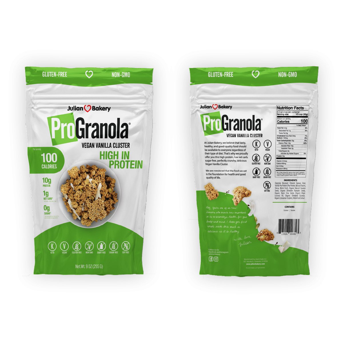 ProGranola® Vegan Vanilla Cluster 9oz - Julian Bakery