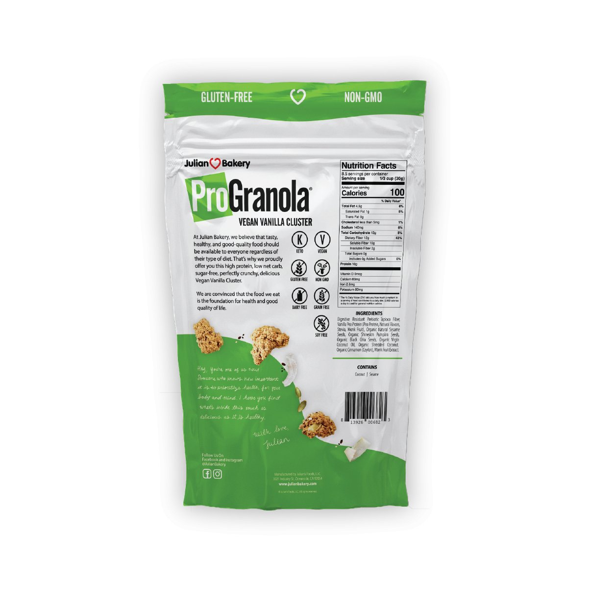 ProGranola® Vegan Vanilla Cluster 9oz - Julian Bakery