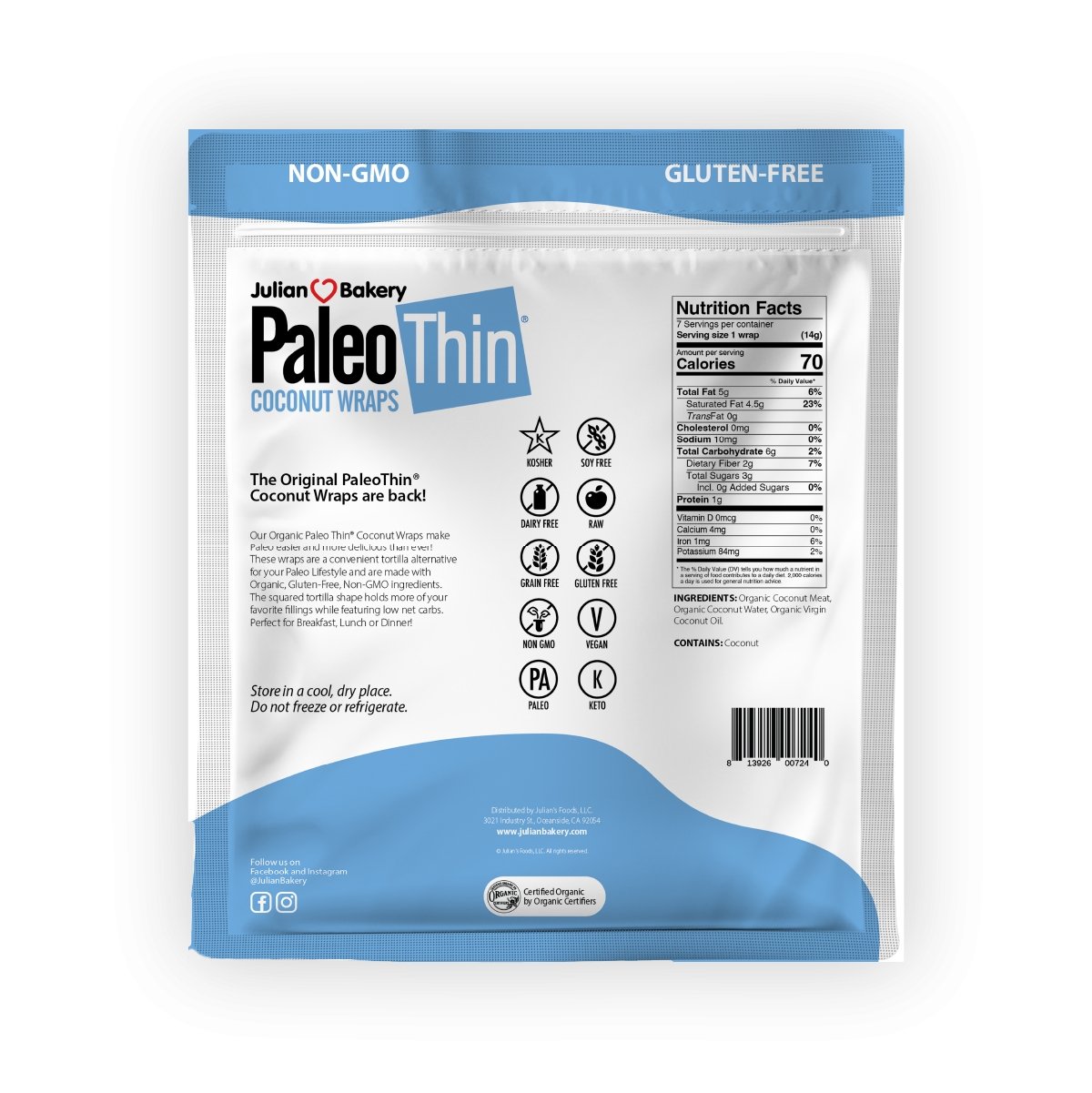 PaleoThin® Coconut Wraps - julianbakery