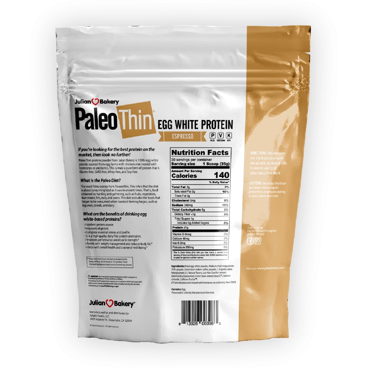 PaleoThin® Egg White Protein Espresso - julianbakery